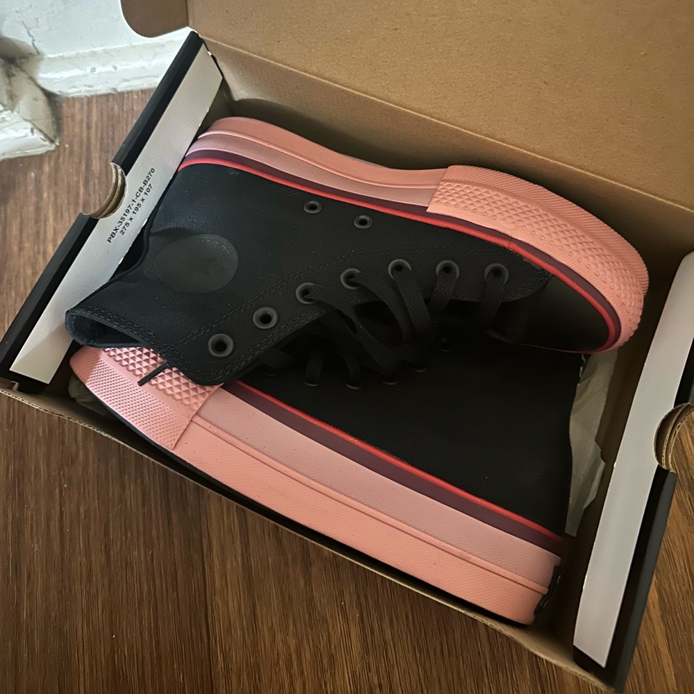 CONVERSE X OPI black hi tops womens 6